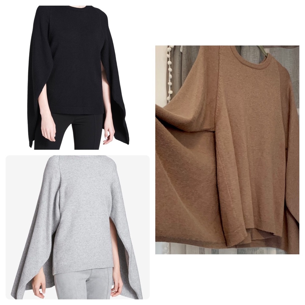 Elegant Calvin Klein Cape Sweater TAN Knit